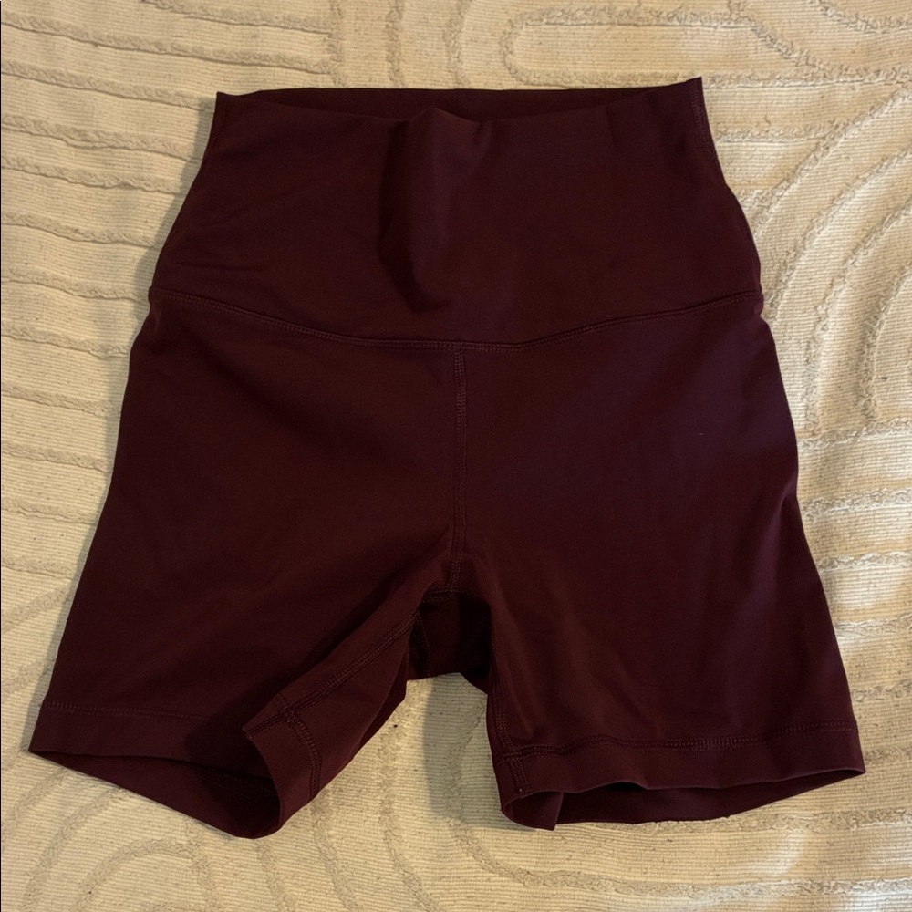90 Degree By Reflex High-Waisted Maroon Bike Shorts